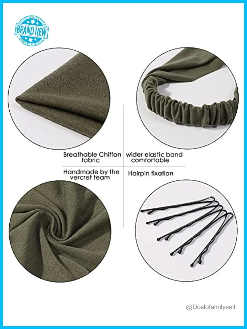 6 Pack Pre-Tied Triangle Hair Scarves with Clips Non Slip Headband